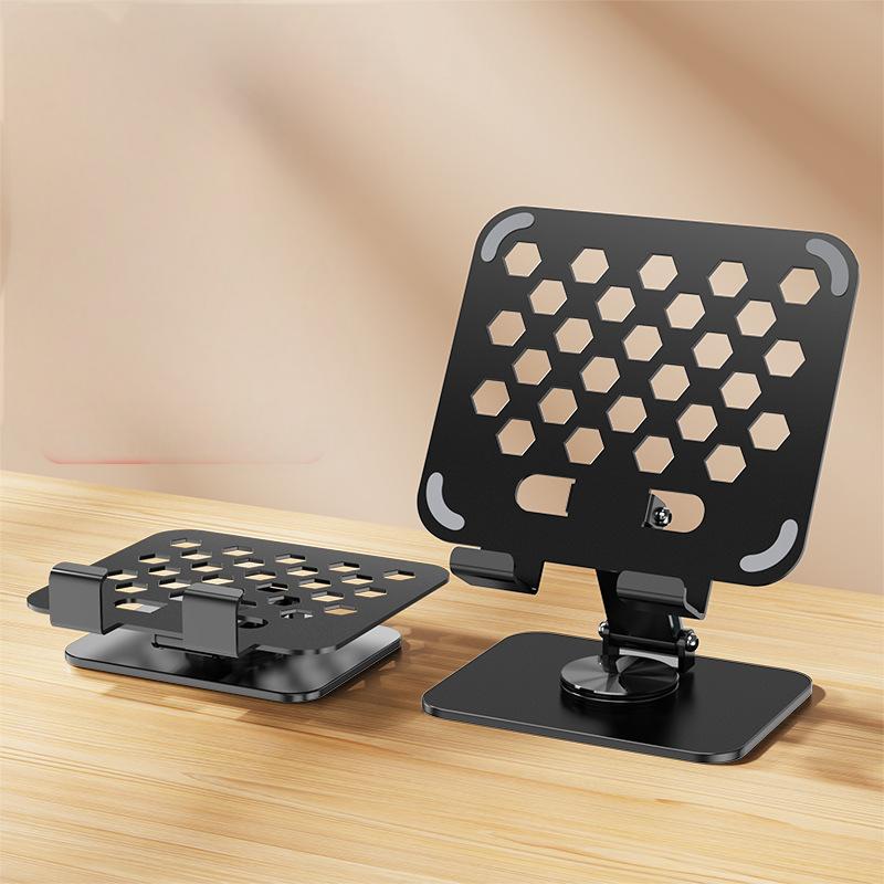 360° Rotating Tablet Stand, Adjustable Folding All-Metal Holder for iPad, Smartphones & Tablets (4-13"), Sturdy Universal Stand for Live Streaming, Le