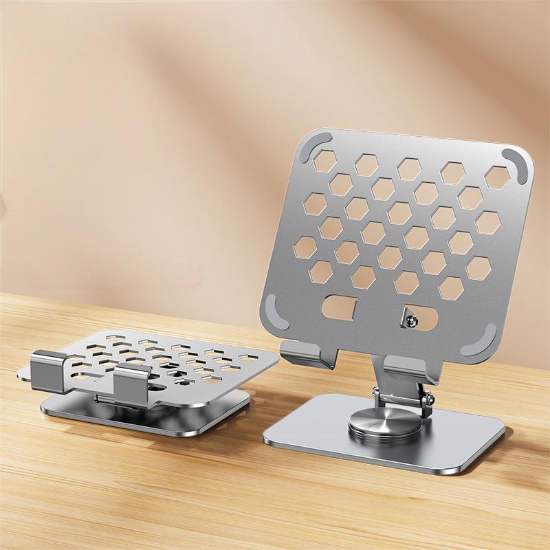 360° Rotating Tablet Stand, Adjustable Folding All-Metal Holder for iPad, Smartphones & Tablets (4-13"), Sturdy Universal Stand for Live Streaming, Le