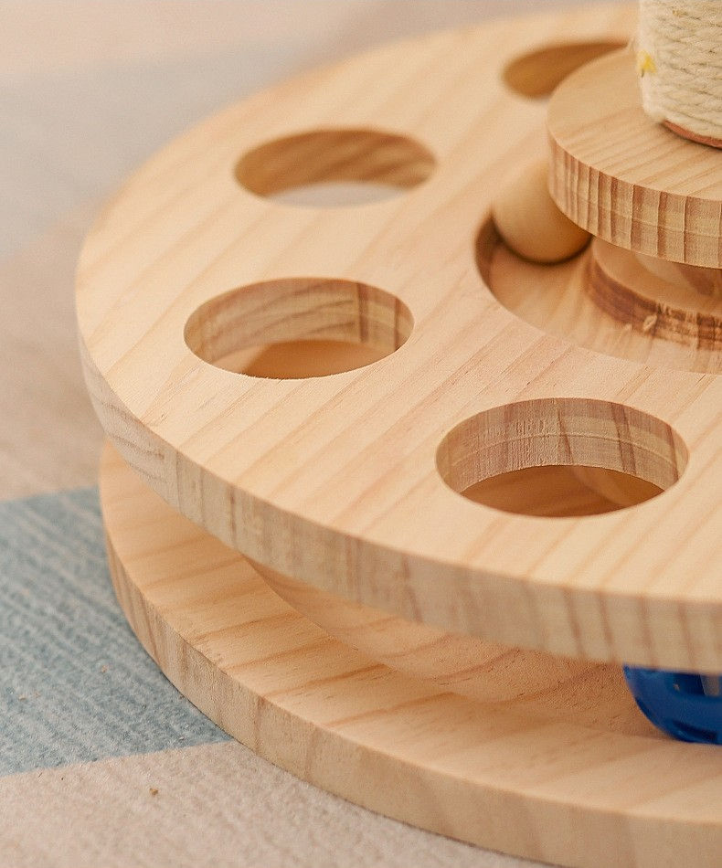 Solid Wood Turntable Cat Scratching Board