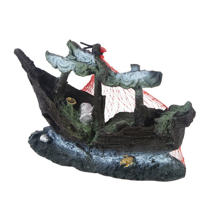 Ship Fish Tank Resin Water Grass Landscape Decoration