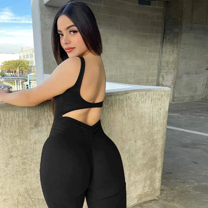 VogueFlare - V-Back Flared Viral Backless Jumpsuit