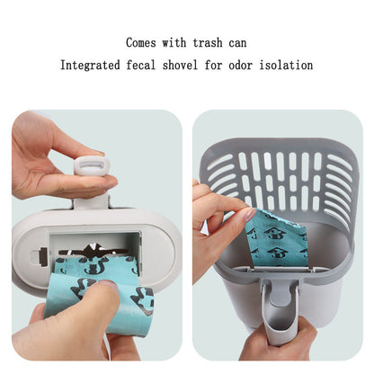 New Integrated Cat Litter Shovel Set Bin Bag Large Capacity Cat Excrement Shovel