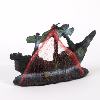 Ship Fish Tank Resin Water Grass Landscape Decoration