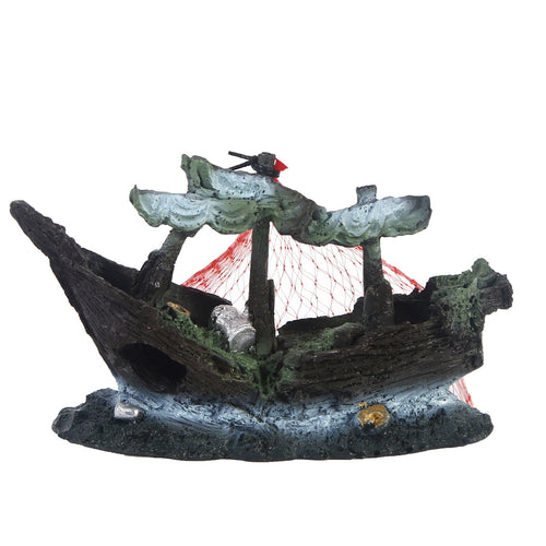 Ship Fish Tank Resin Water Grass Landscape Decoration