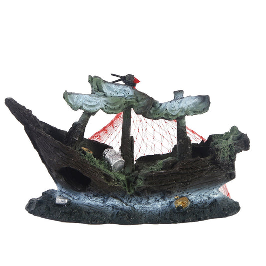Ship Fish Tank Resin Water Grass Landscape Decoration